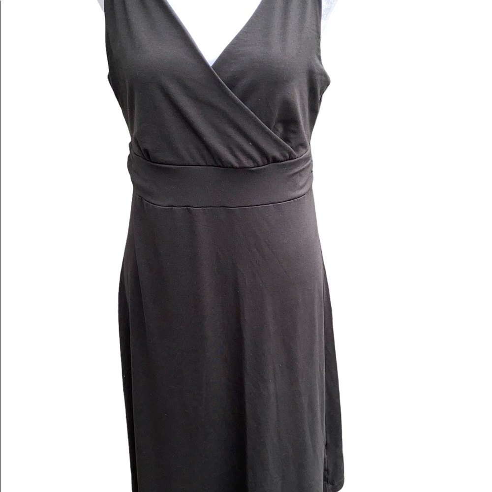 Eddie Bauer Black Sleeveless Wrap Front Dress Size Medium With Stretch